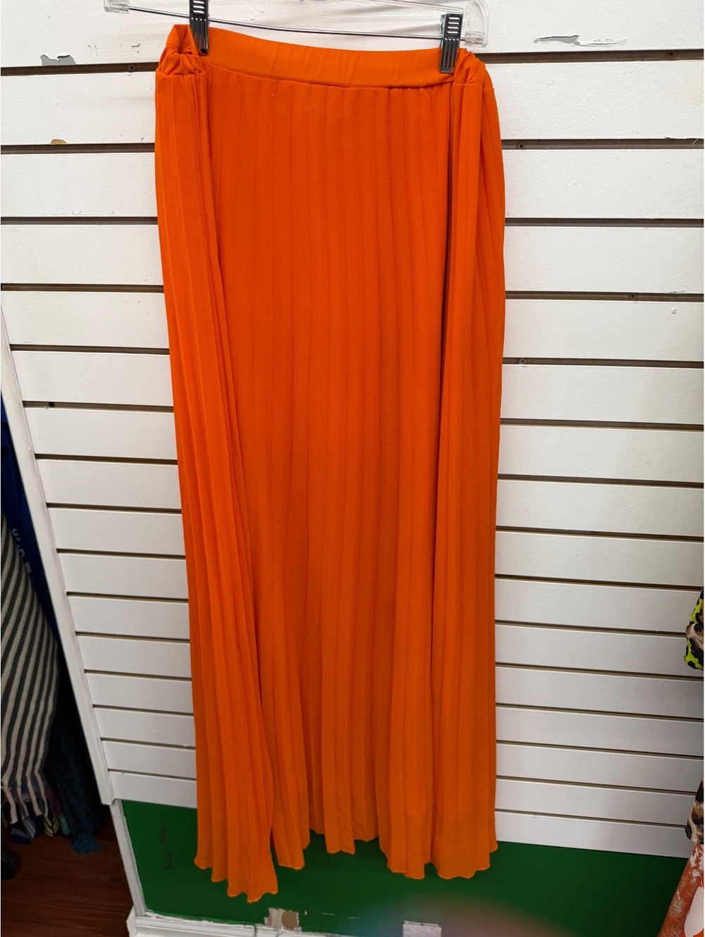 SHEIN Orange Pleated Maxi Skirt Size Small Elastic Waist